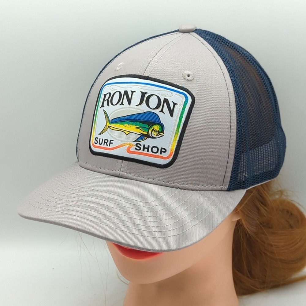 Ron Jon Surf Shop Trucker Hat Mahi Mahi Blue Mesh Gray Adjustable Snap Back OSFM